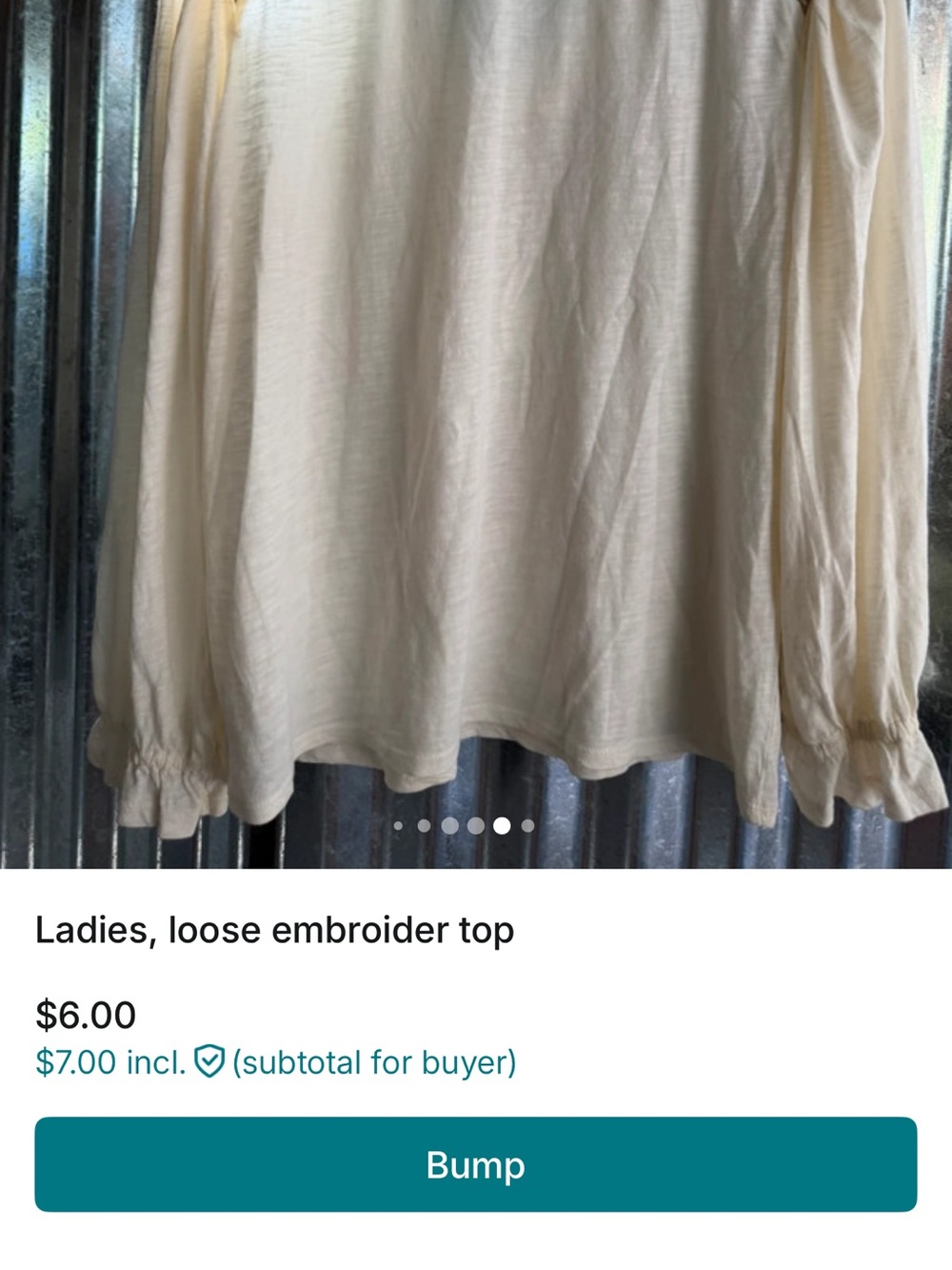 Lucky Brand Cream V-Neck Embroidered Long Sleeve Tunic - Picture 5 of 5